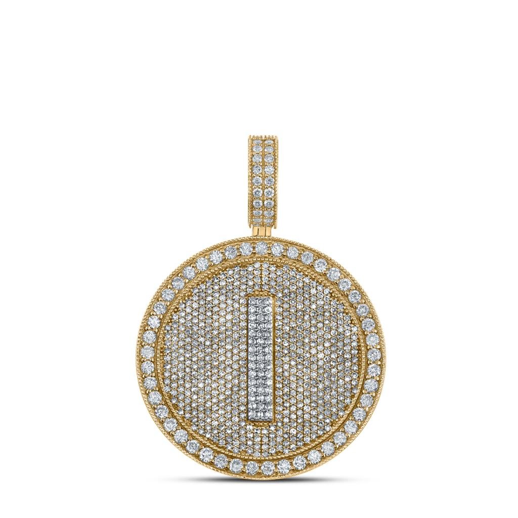 A - Z Letter Initial Diamond Circle Medallion Pendant 10K Yellow Gold A HipHopBling