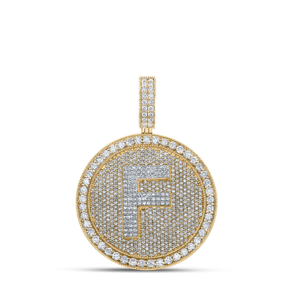 A - Z Letter Initial Diamond Circle Medallion Pendant 10K Yellow Gold A HipHopBling