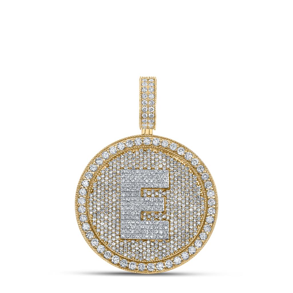 A - Z Letter Initial Diamond Circle Medallion Pendant 10K Yellow Gold A HipHopBling