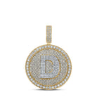 A - Z Letter Initial Diamond Circle Medallion Pendant 10K Yellow Gold A HipHopBling