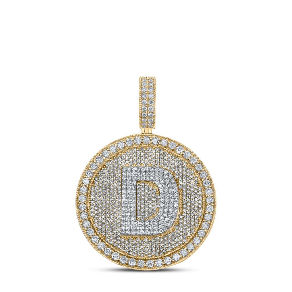 A - Z Letter Initial Diamond Circle Medallion Pendant 10K Yellow Gold A HipHopBling