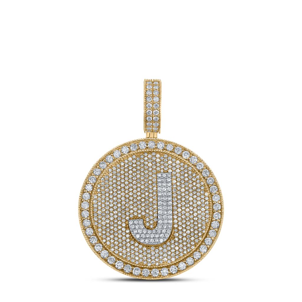 A - Z Letter Initial Diamond Circle Medallion Pendant 10K Yellow Gold A HipHopBling