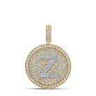 A - Z Letter Initial Diamond Circle Medallion Pendant 10K Yellow Gold A HipHopBling