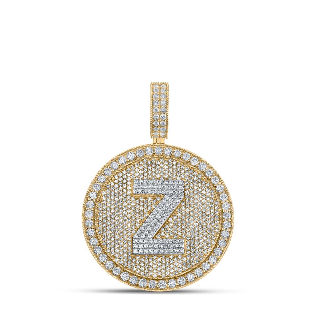 A - Z Letter Initial Diamond Circle Medallion Pendant 10K Yellow Gold A HipHopBling