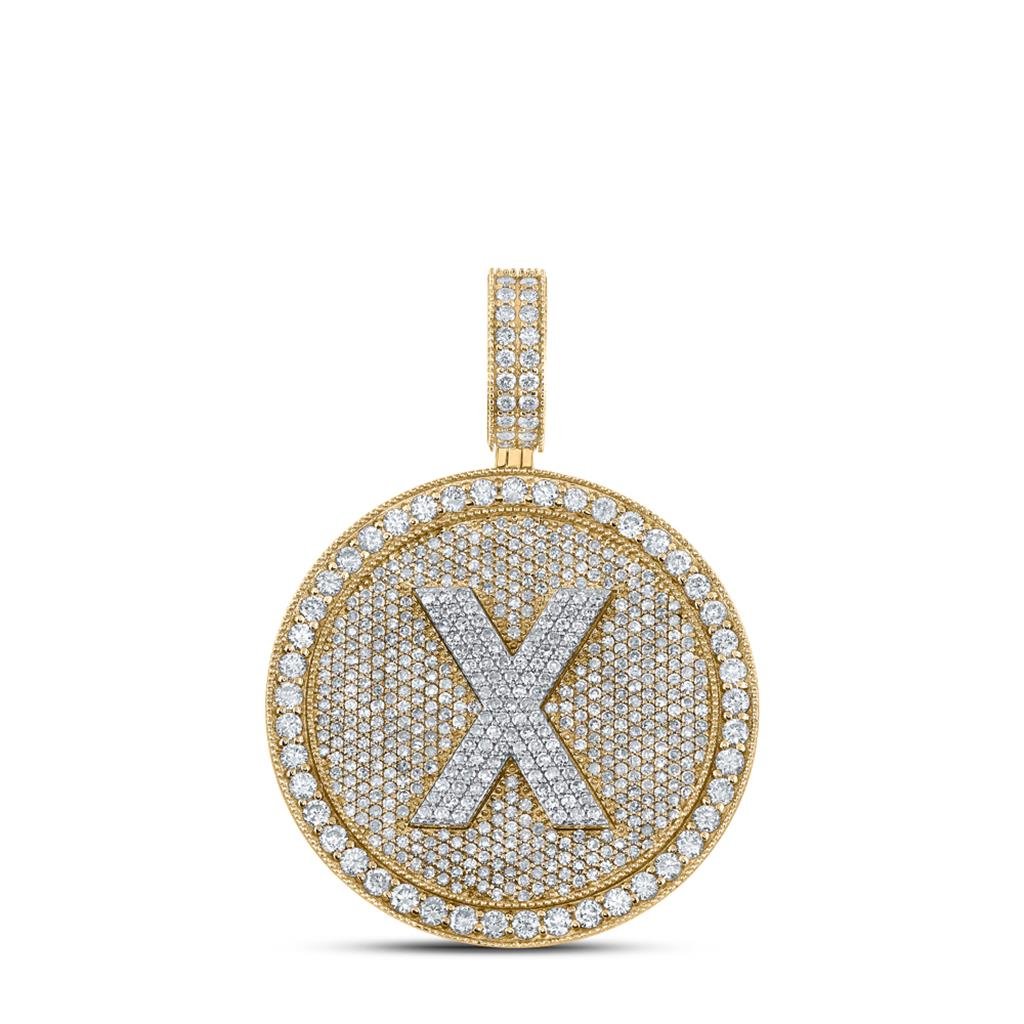 A - Z Letter Initial Diamond Circle Medallion Pendant 10K Yellow Gold A HipHopBling