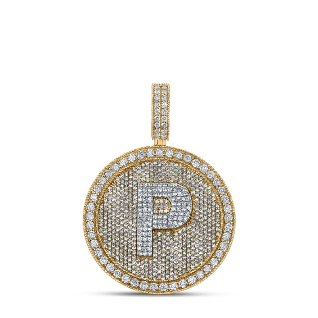 A - Z Letter Initial Diamond Circle Medallion Pendant 10K Yellow Gold A HipHopBling