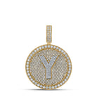 A - Z Letter Initial Diamond Circle Medallion Pendant 10K Yellow Gold A HipHopBling
