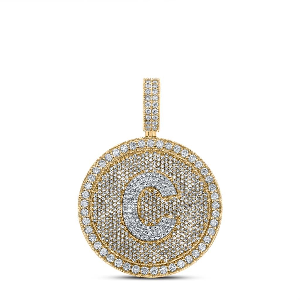 A - Z Letter Initial Diamond Circle Medallion Pendant 10K Yellow Gold A HipHopBling