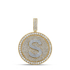 A - Z Letter Initial Diamond Circle Medallion Pendant 10K Yellow Gold A HipHopBling