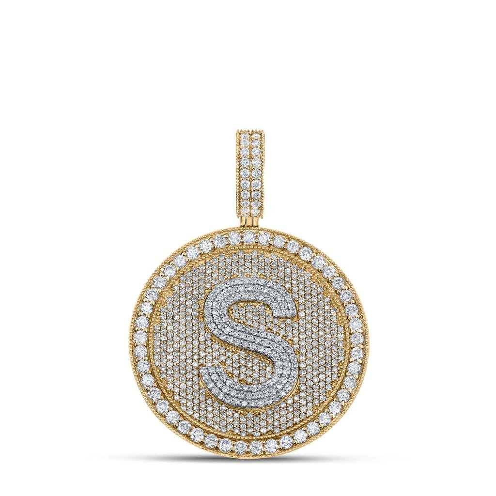 A - Z Letter Initial Diamond Circle Medallion Pendant 10K Yellow Gold A HipHopBling