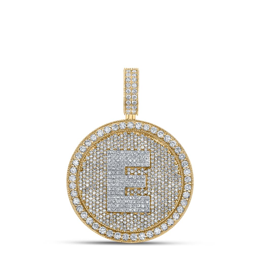 A-Z Letter Initial Diamond Circle Medallion Pendant 10K Yellow Gold HipHopBling