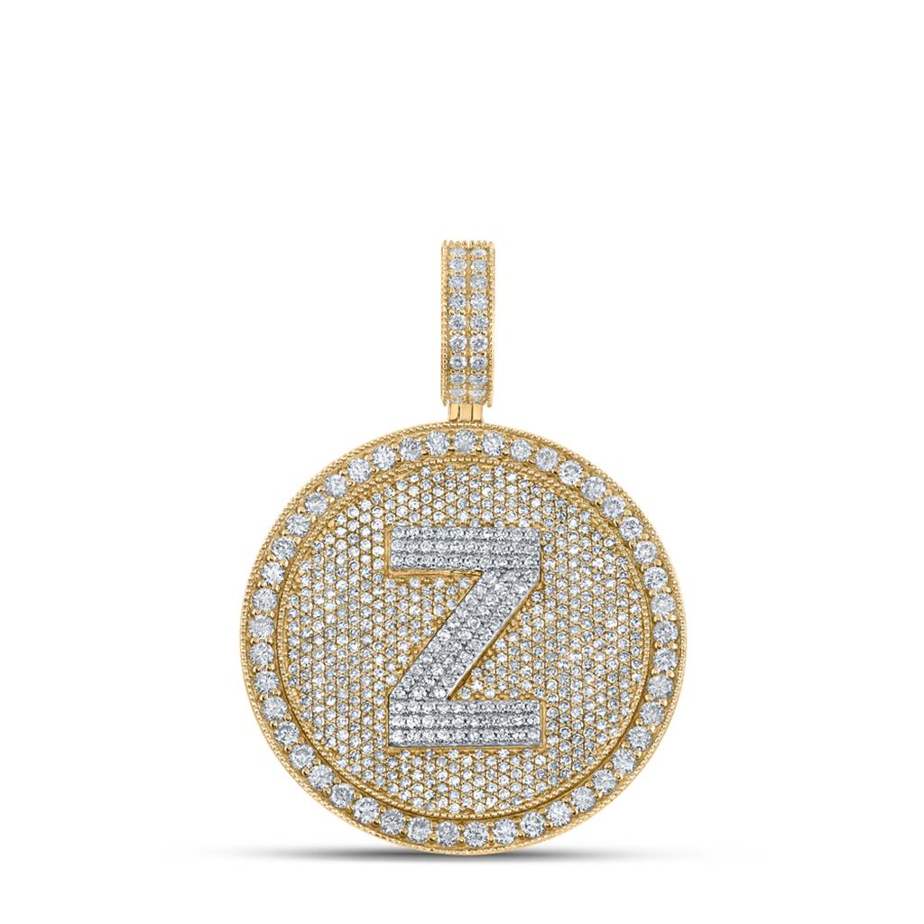A-Z Letter Initial Diamond Circle Medallion Pendant 10K Yellow Gold HipHopBling