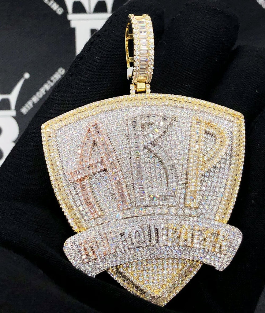 ABP All Bout Paper Baguette VVS CZ Hip Hop Iced Out Pendant 3 Tone HipHopBling