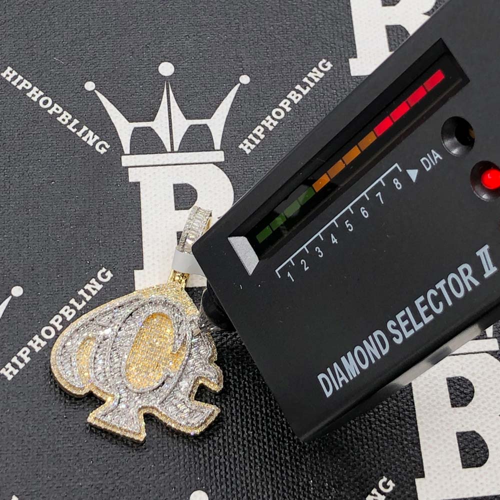 ACE Spade Baguette Diamond Pendant 2.30cttw 10K Yellow Gold HipHopBling