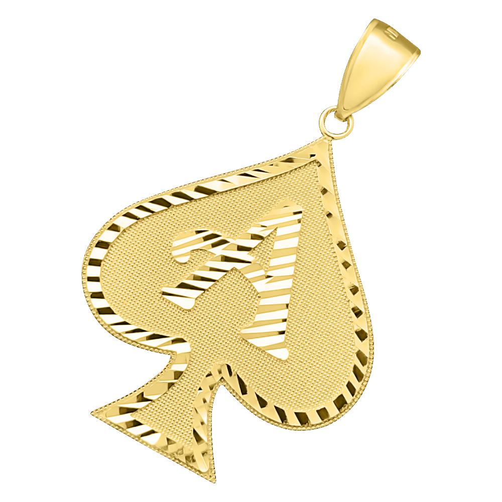 Ace Spade Poker DC 10K Yellow Gold Pendant HipHopBling