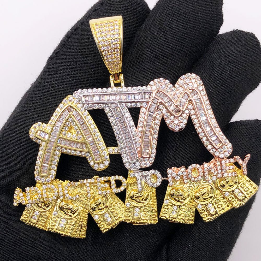 Addicted to Money VVS CZ Hip Hop Bling Bling Pendant 3 Tone HipHopBling