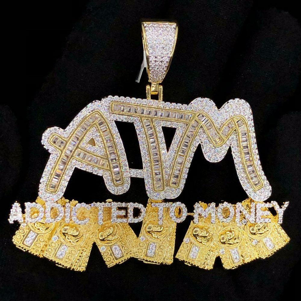 Addicted to Money VVS CZ Hip Hop Bling Bling Pendant Yellow Gold HipHopBling