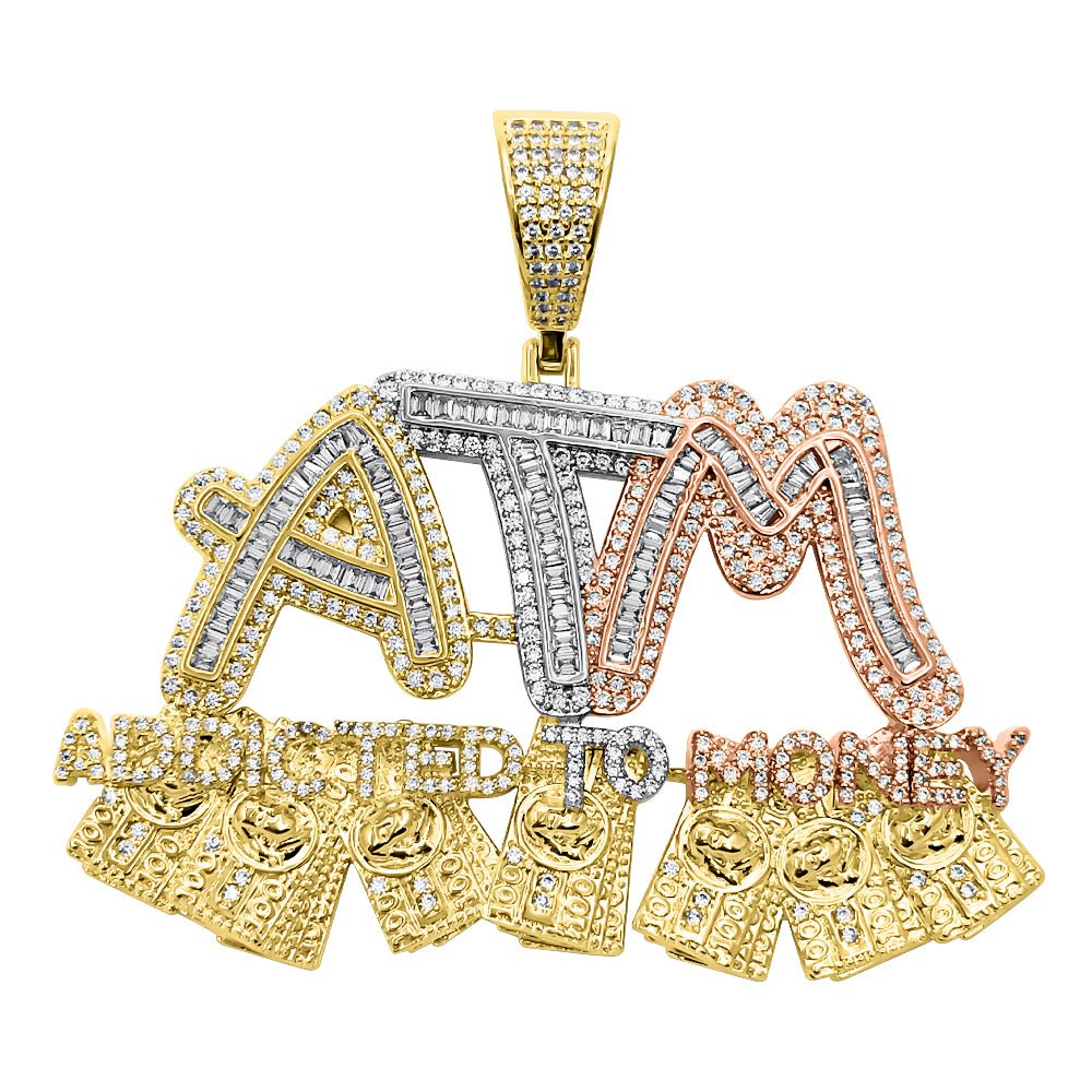 Addicted to Money VVS CZ Hip Hop Bling Bling Pendant Yellow Gold HipHopBling