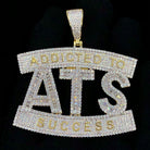 Addicted To Success Baguette VVS CZ Hip Hop Iced Out Pendant Yellow Gold HipHopBling