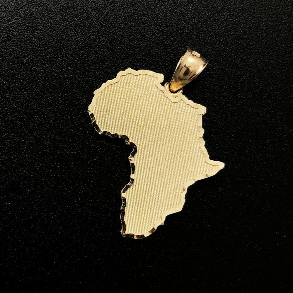 Africa Continent Matte DC 10K Yellow Gold Pendant HipHopBling