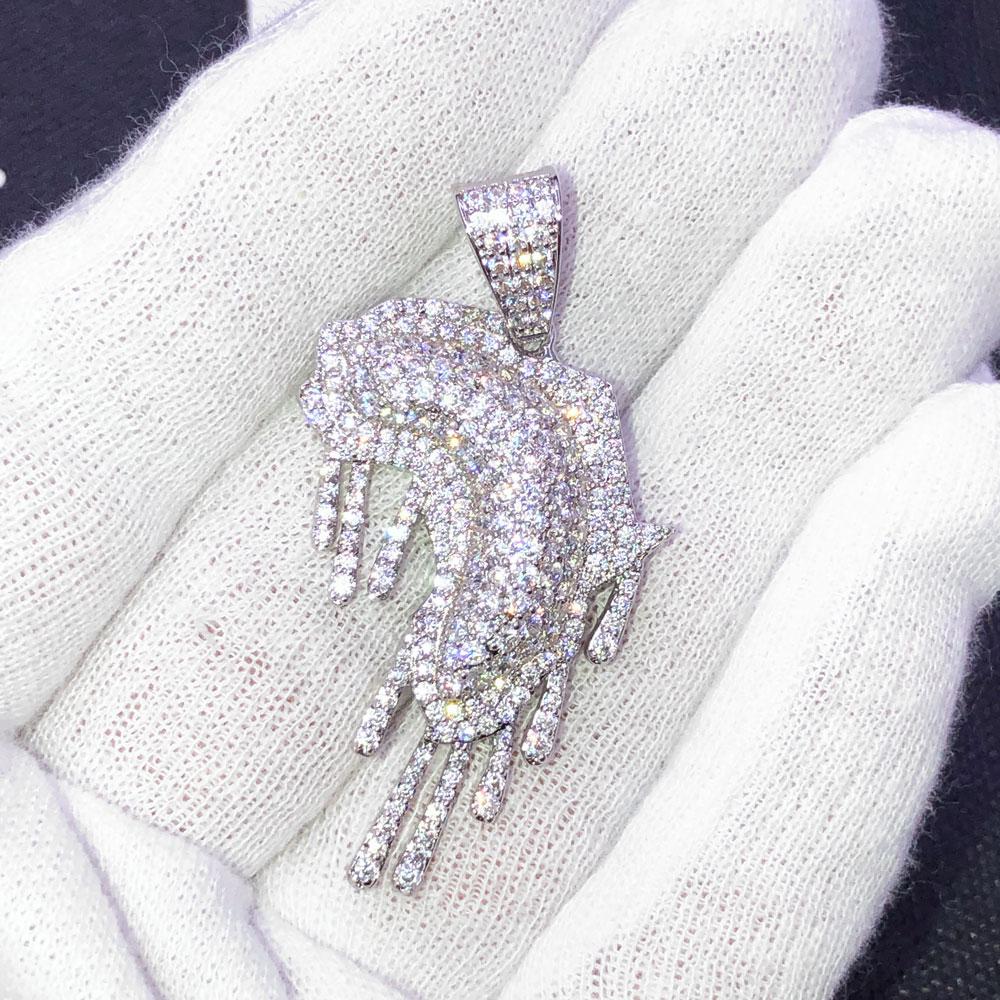 Africa Drip Continent Iced Out Hip Hop Pendant White Gold HipHopBling