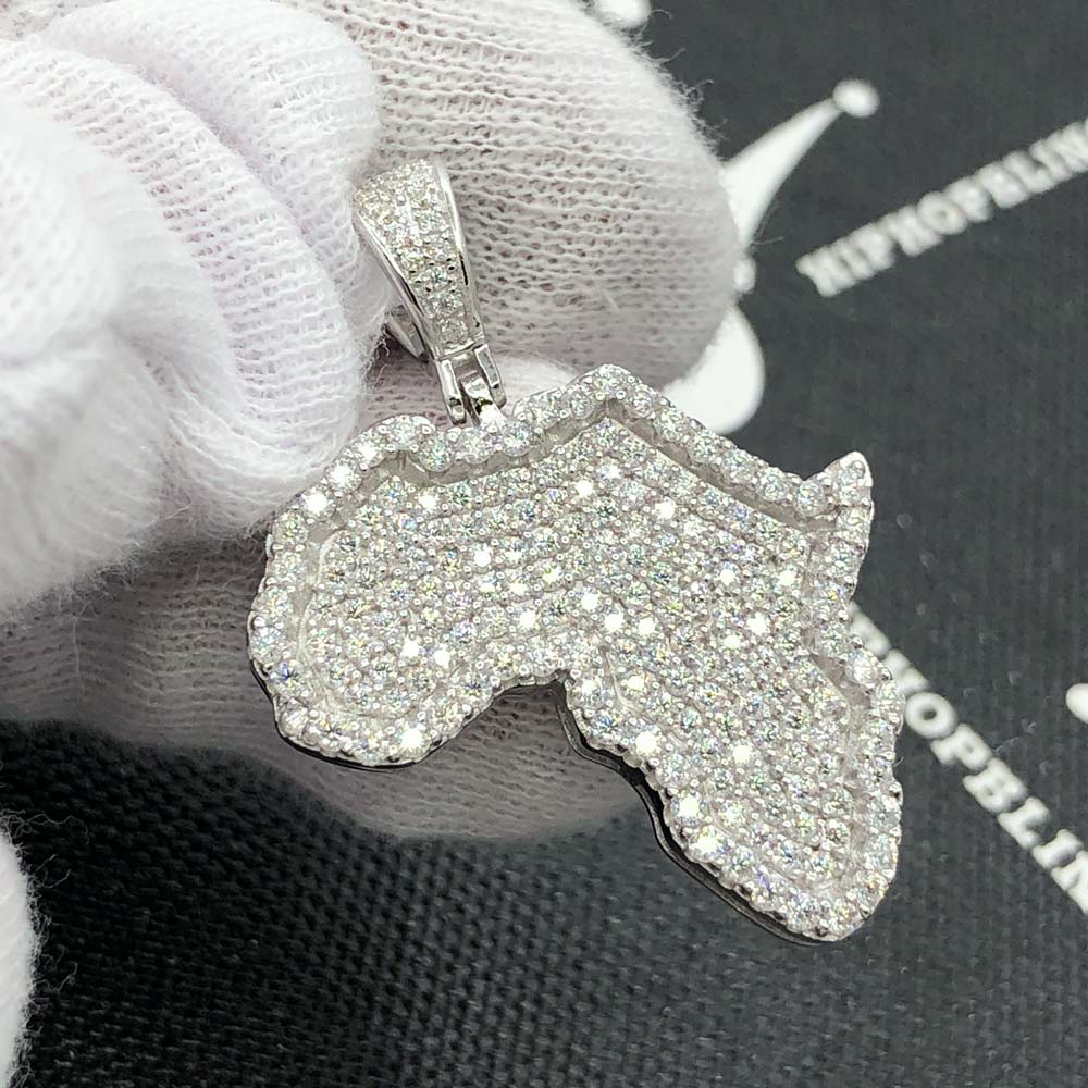 Africa Iced Out VVS Moissanite Pendant .925 Sterling Silver HipHopBling