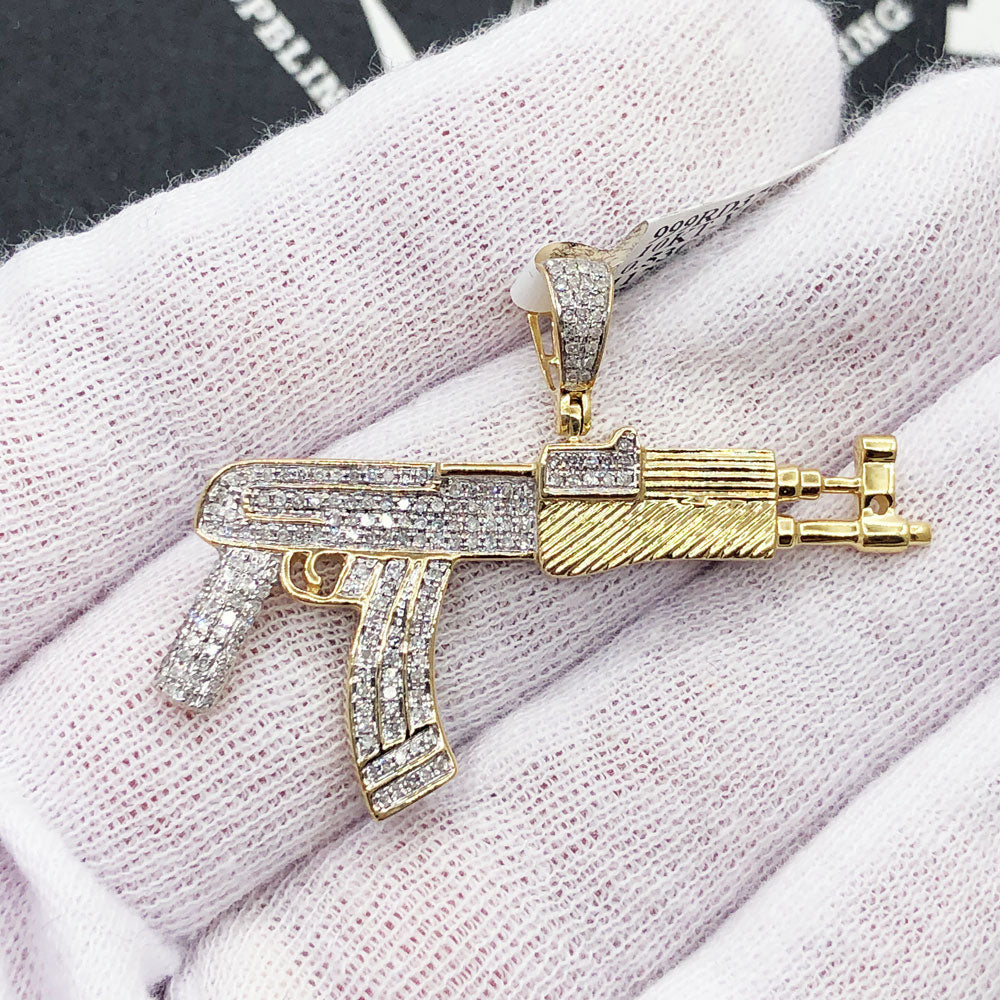 Gold Black AK47 Gun Long Never Fade Weapon Stainless Necklaces Pendant 23