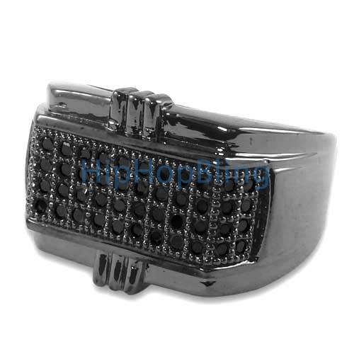All Black Pimp CZ Micro Pave .925 Silver Mens Iced Out Ring 10 HipHopBling