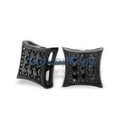 All Black Small Puffed Kite CZ Micro Pave Earrings Silver HipHopBling