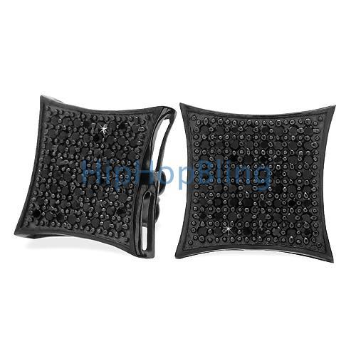 All Black XXL Kite .925 Silver CZ Micro Pave Bling Bling Earrings HipHopBling
