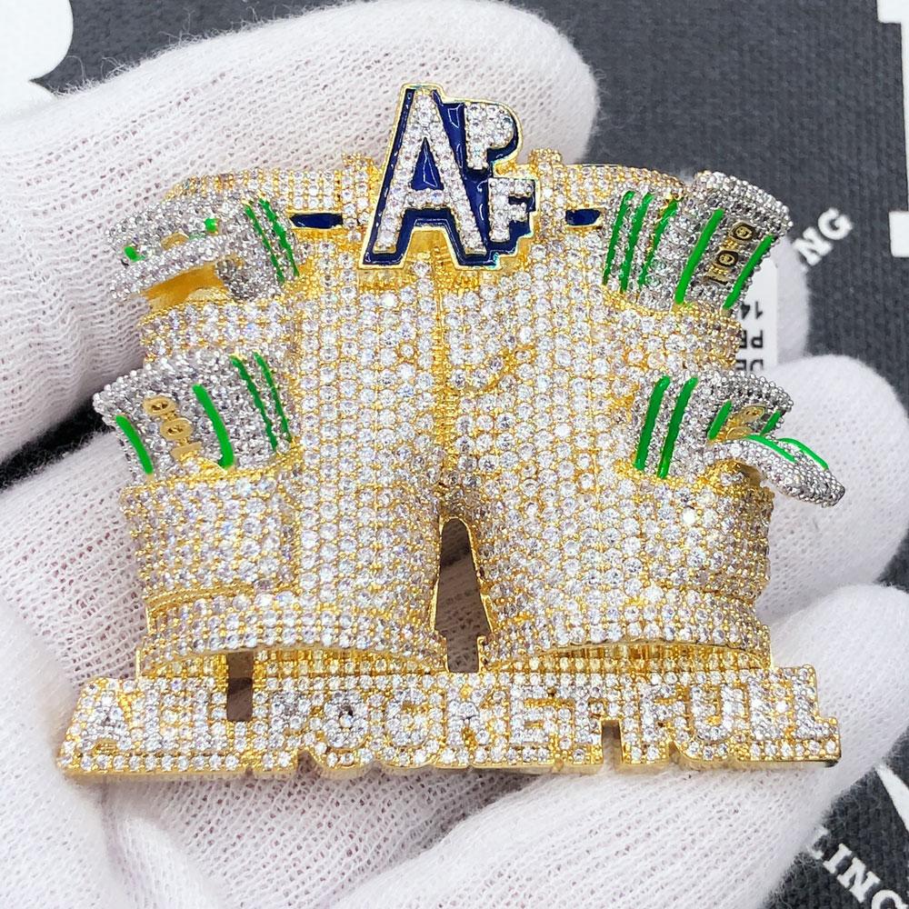 All Pockets Full CZ Hip Hop Bling Iced Out Pendant Yellow Gold HipHopBling