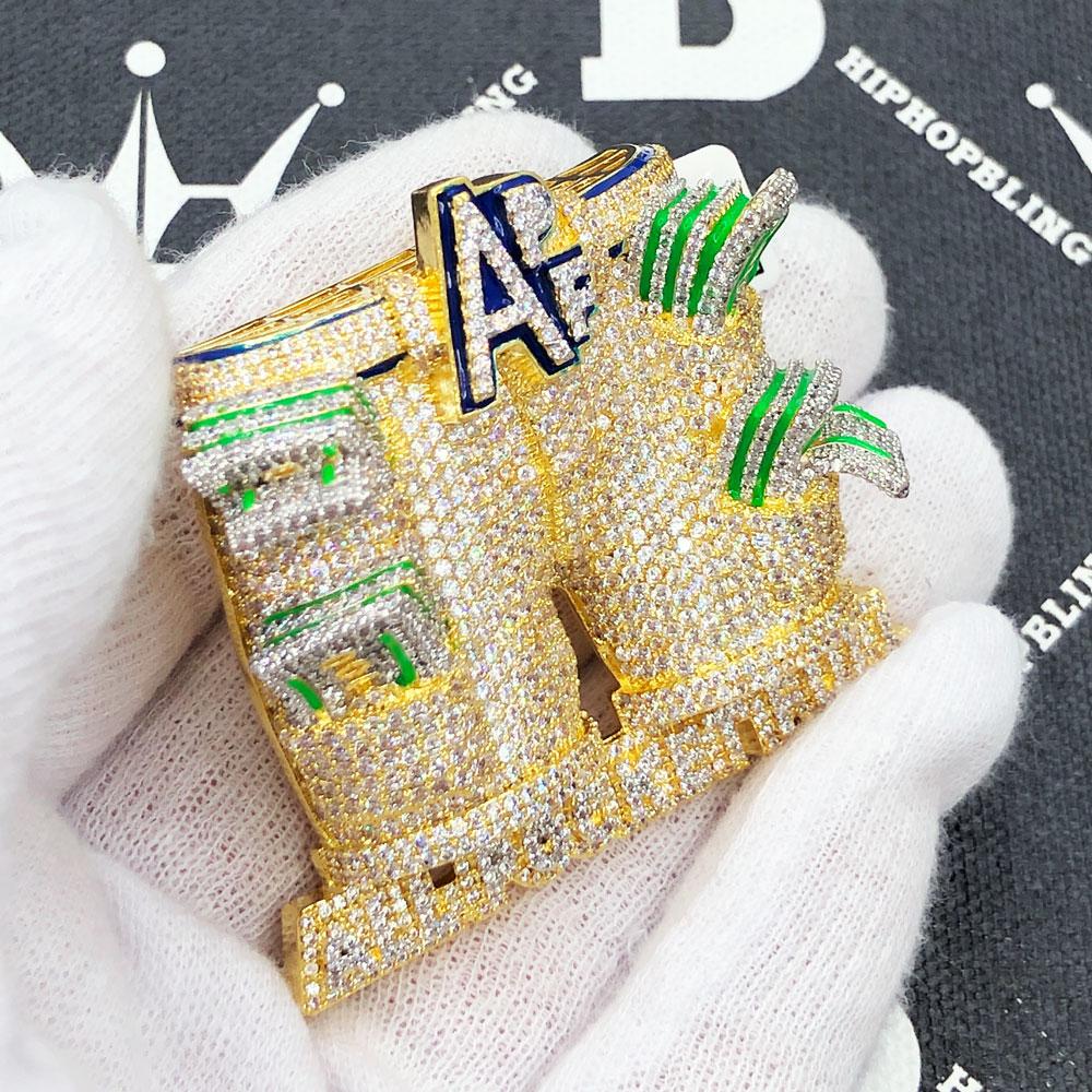 All Pockets Full CZ Hip Hop Bling Iced Out Pendant Yellow Gold HipHopBling