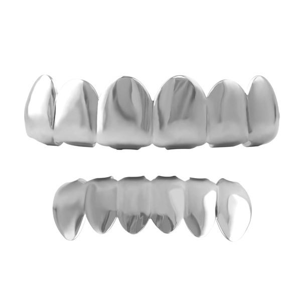 All Shiny Silver Grillz Top & Bottom Set HipHopBling