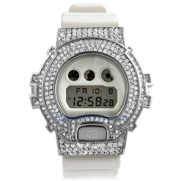 All White CZ Custom G Shock Watch Bling HipHopBling