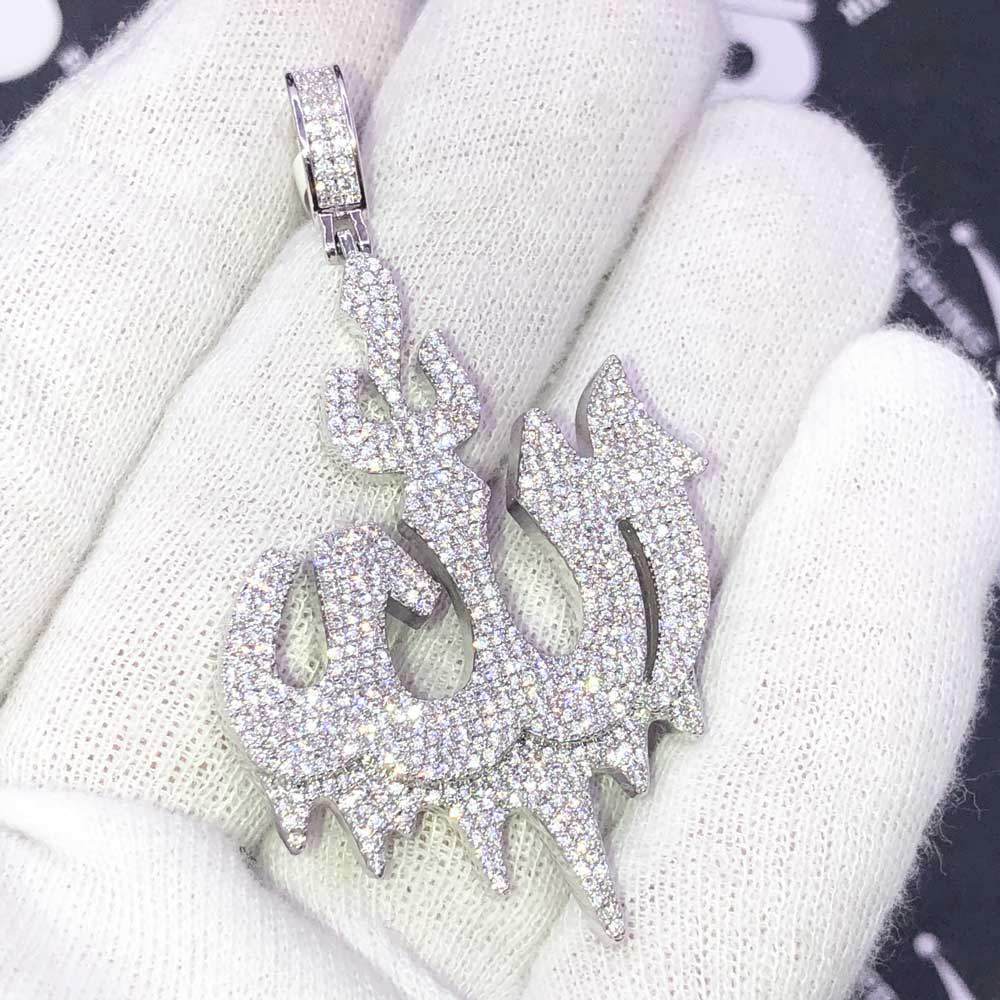 Allah Arabic God Drip CZ Hip Hop Bling Bling Pendant White Gold HipHopBling