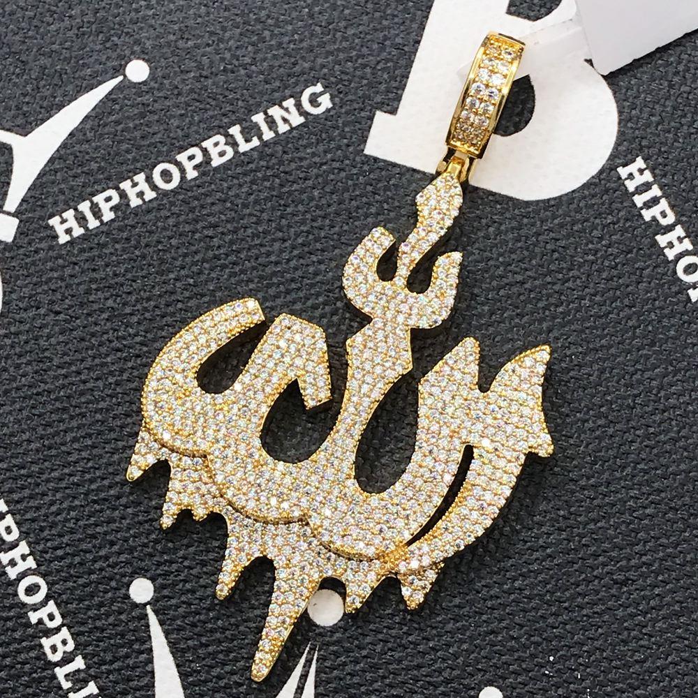 Allah Arabic God Drip CZ Hip Hop Bling Bling Pendant Yellow Gold HipHopBling