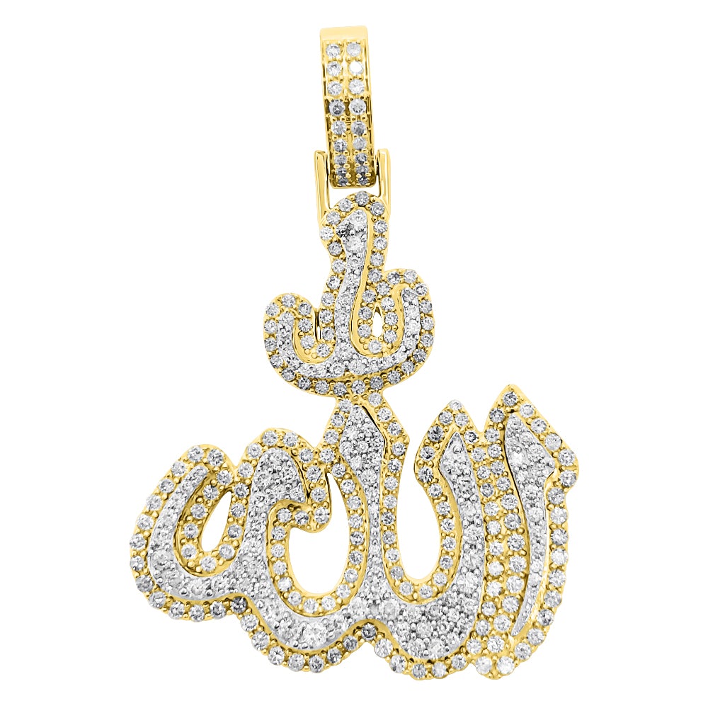 Allah Arabic God Layer Diamond Pendant 2.28cttw 10K Yellow or White Gold 10K Yellow Gold HipHopBling