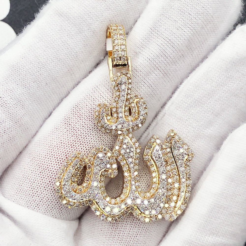 Allah Arabic God Layer Diamond Pendant 2.28cttw 10K Yellow or White Gold 10K Yellow Gold HipHopBling