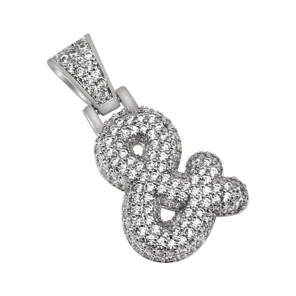 & Ampersand Symbol Rhodium CZ Bling Bling Pendant HipHopBling