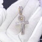 Ankh Cross Baguette VVS CZ Hip Hop Iced Out Pendant Yellow Gold HipHopBling