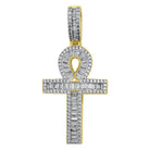 Ankh Cross Baguette VVS CZ Hip Hop Iced Out Pendant Yellow Gold HipHopBling