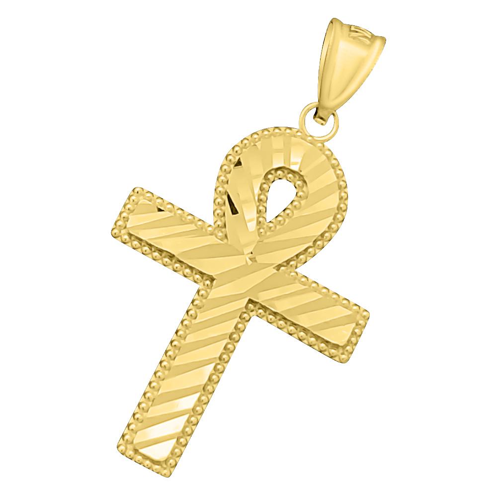 Ankh Cross DC 10K Yellow Gold Pendant HipHopBling