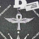 Ankh Cross with Wings CZ Hip Hop Bling Bling Pendant White Gold HipHopBling