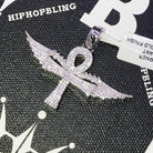 Ankh Cross with Wings CZ Hip Hop Bling Bling Pendant White Gold HipHopBling