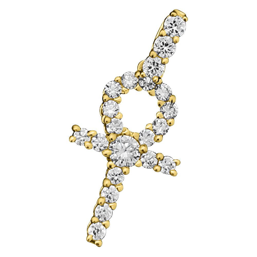 Ankh Tennis Cross CZ 10K Yellow Gold Pendant HipHopBling