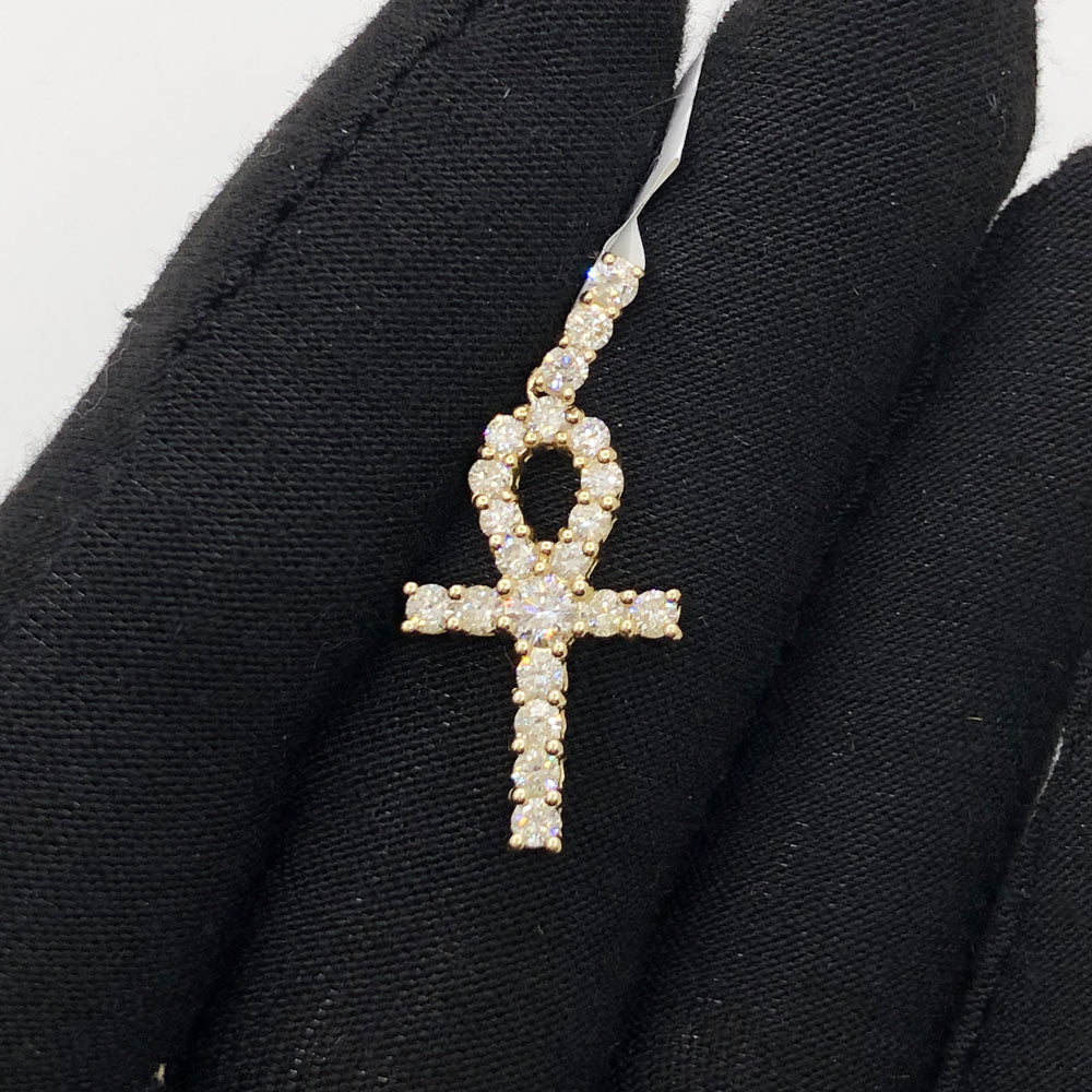 Ankh Tennis Cross Diamond Pendant 1.02cttw 10K Yellow Gold HipHopBling