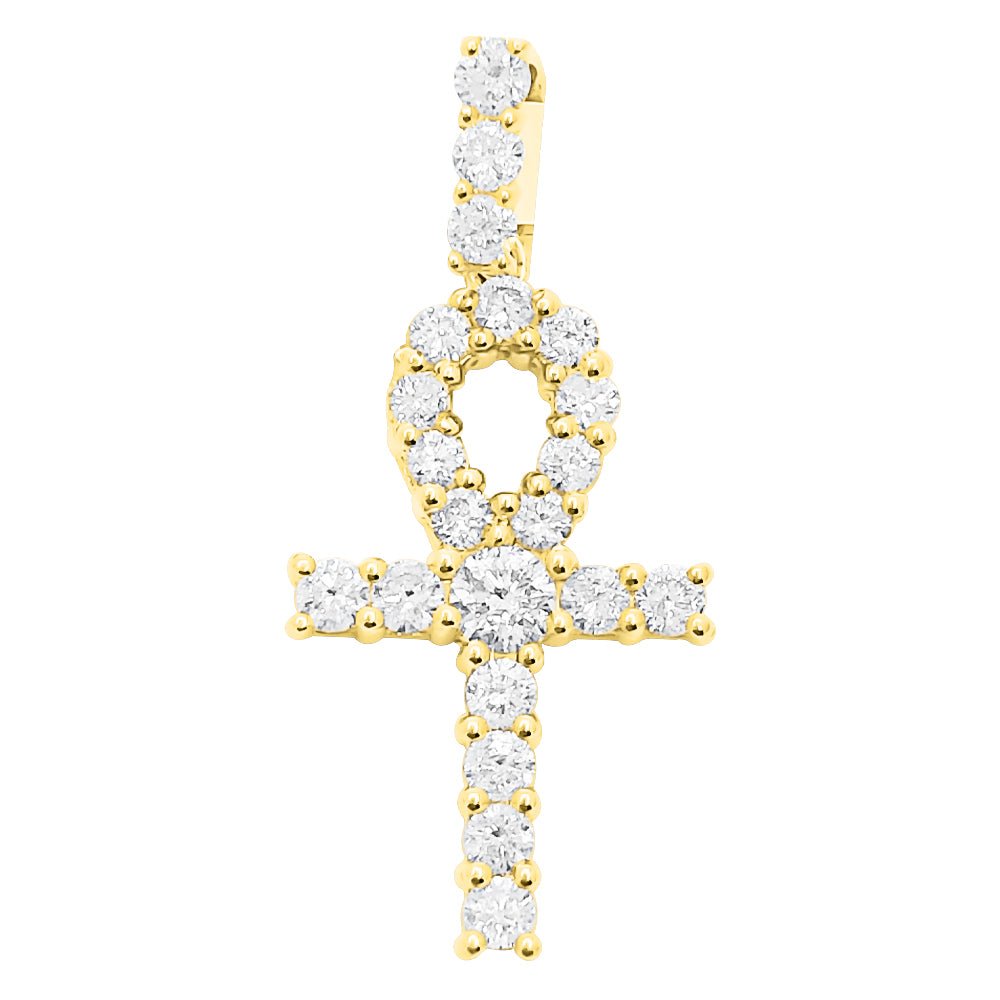 Ankh Tennis Cross Diamond Pendant 1.02cttw 10K Yellow Gold HipHopBling