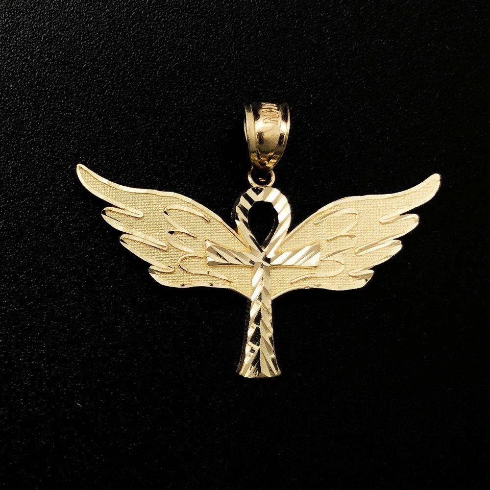 Ankh Wings DC 10K Yellow Gold Pendant HipHopBling
