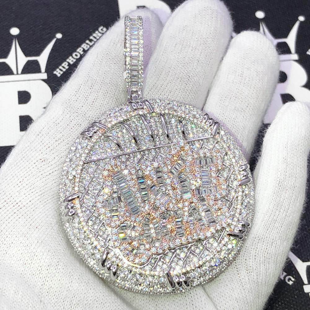 Anti Social Baguette VVS CZ Hip Hop Iced Out Pendant White Gold HipHopBling