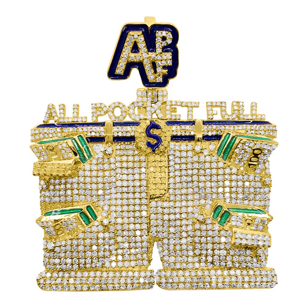 APL All Pockets Full Diamond Pendant 3.25cttw 10K Yellow Gold HipHopBling